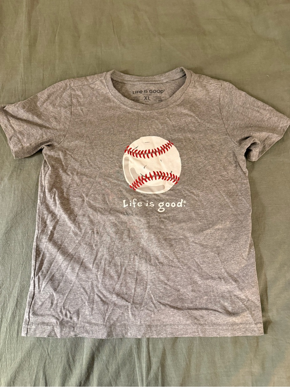 Life is Good Kids' Gray Baseball Graphic Tee